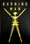 A book cover with a black background, the title in spaced sans-serif yellow type, and a yellow silhouette of the Man sculpture taking up most of the cover.