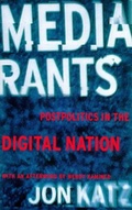 A book cover with a background in blue and black, maybe like TV static, and the text all broken up in white and red.